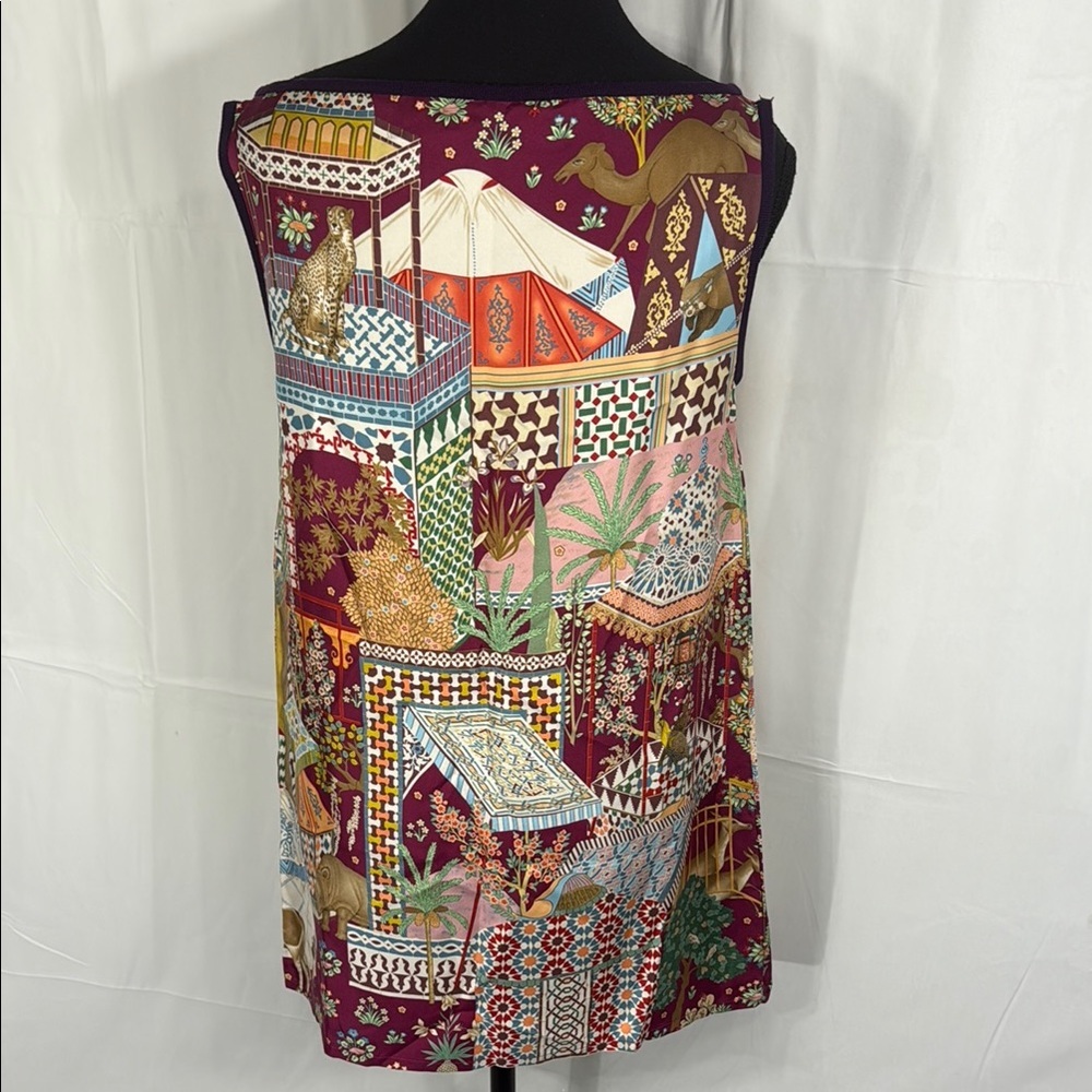 Salvatore Ferragamo Limited Edition Burgundy Multicolor Silk Top Size S - Picture 8 of 10